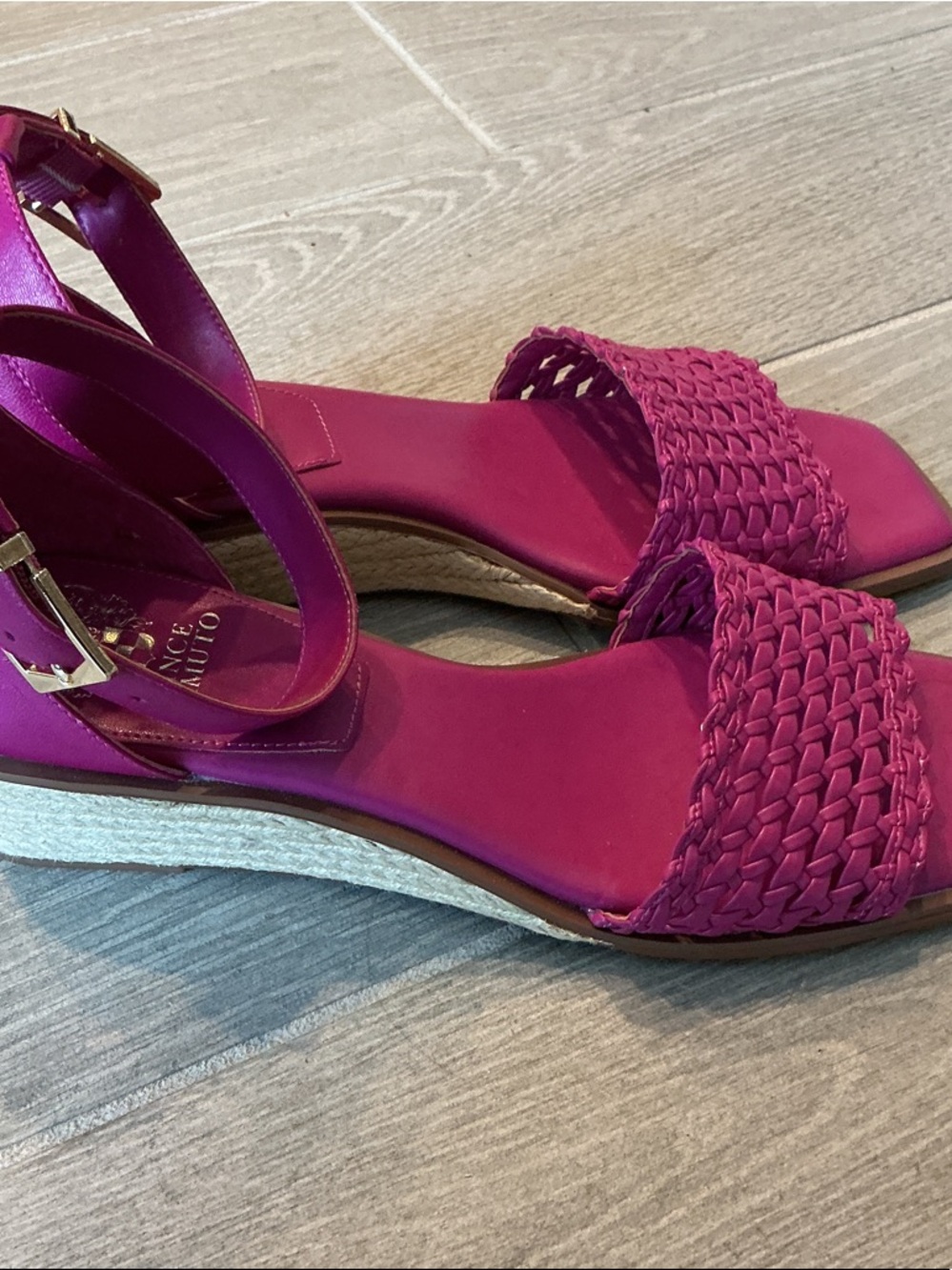 Vince Camuto Bretandi Fuchsia Braided Strap Square-Toe Sandals Women’s Sz 11M - Picture 4 of 6